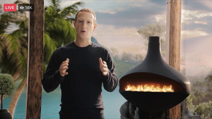 Zuckerberg presenta Meta inserto en un living virtual 