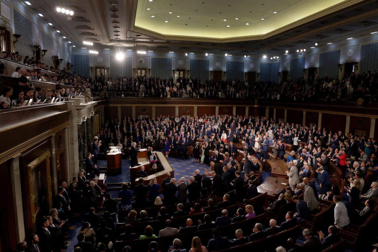 Israeli Prime Minister Benjamin Netanyahu addresses a joint meeting of Congress in the chamber of the House of Representatives on July 24, 2024. Credit: Justin Sullivan/Getty Images.