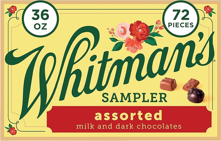 Whitman's Sampler Chocolate Gift Box of Assorted Chocolates, 36 Ounce (72  Pieces)