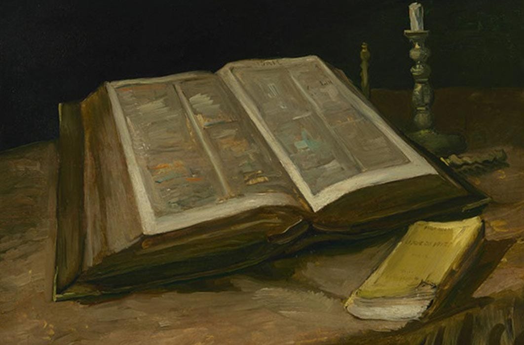 Still life with Bible by Vincent van Gogh (1885) Van Gogh Museum (Public Domain)