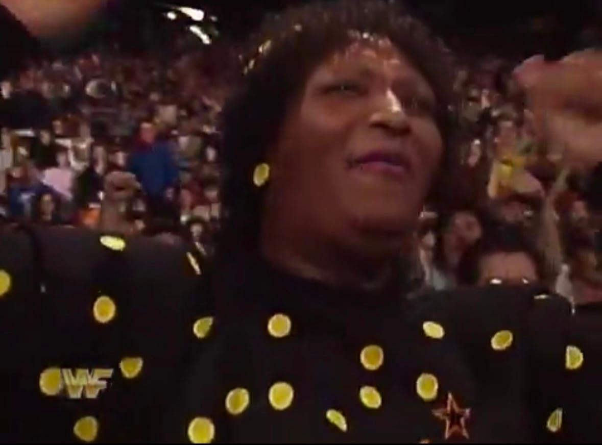 Sapphire as a fan at the 1989 Survivor Series