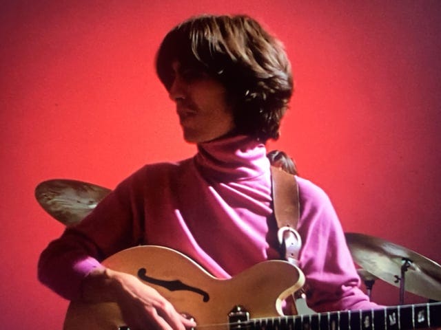 Shoutout to pink turtleneck George Harrison : r/beatles