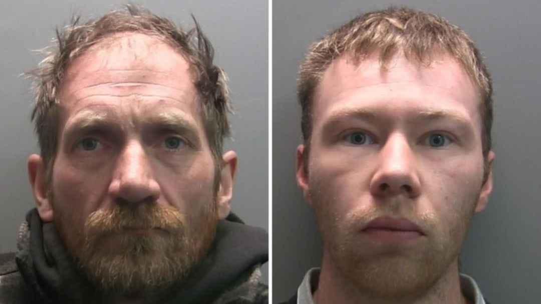 The faces of treevil. Daniel Graham, 39, and Adam Carruthers, 32, in booking photos.