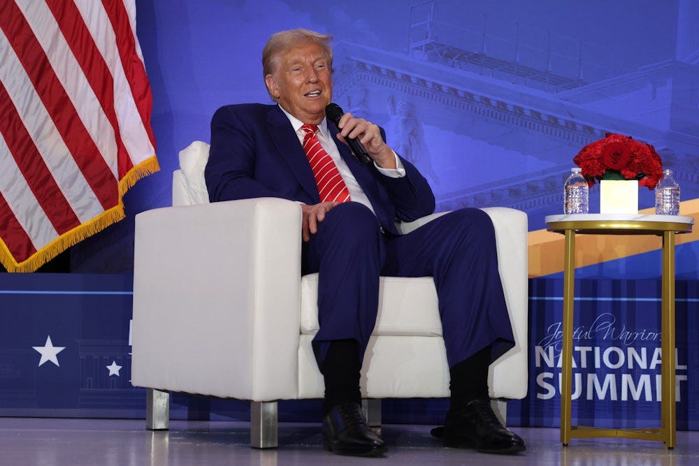 Donald Trump speaks during the 2024 Joyful Warriors National Summit in Washington, D.C. 