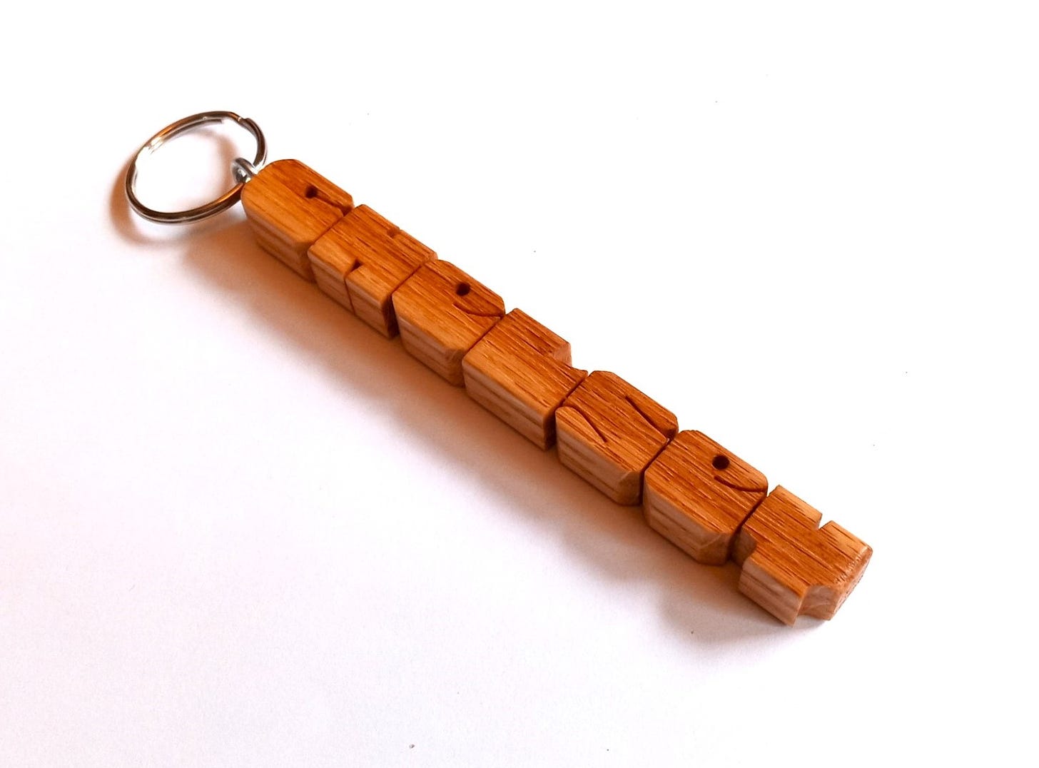 Oak Wood Name Keychain