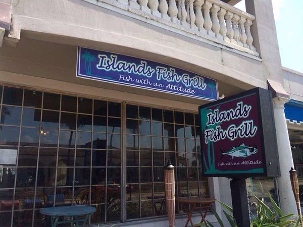 Islands Fish Grill, Indialantic, Florida. Exterior Entrance on Fifth Avenue