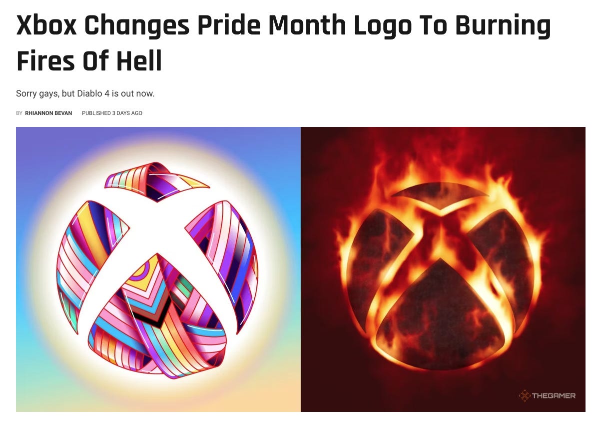headline: xbox changes pride logo to fires of hell