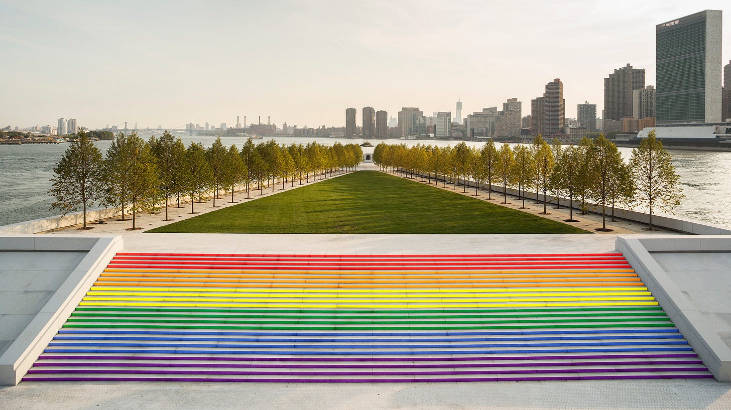 New York City's 'largest LGBTQ pride flag' arrives at Four Freedoms Park