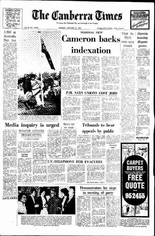 Canberra Times 1975 01 27 pg 1