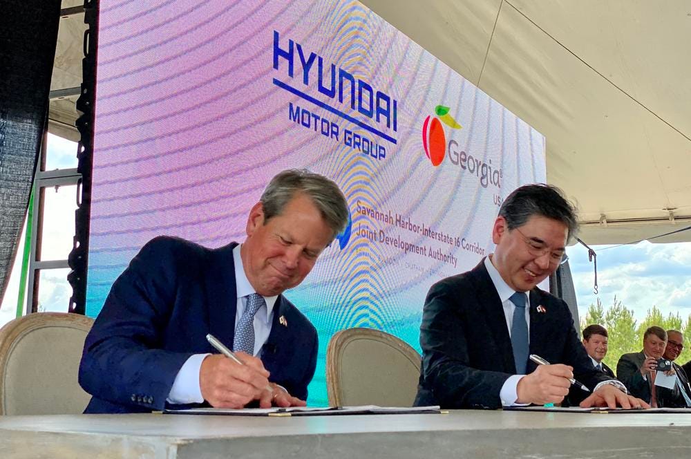 Hyundai to build plant in Bryan County, touted as state's largest-ever  economic development project - Rough Draft Atlanta
