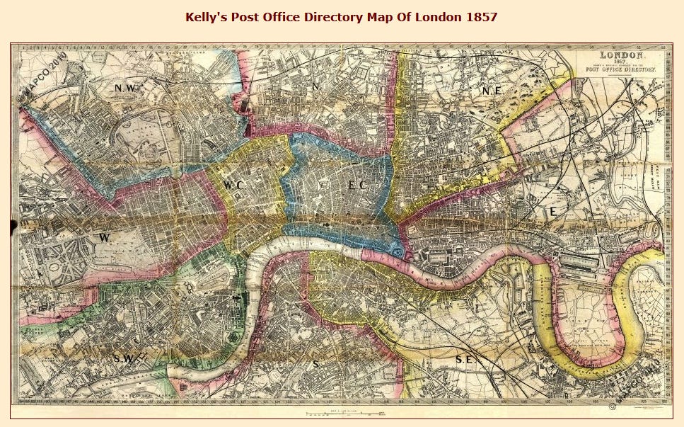 Kelly's Post Office Directory Map 1857