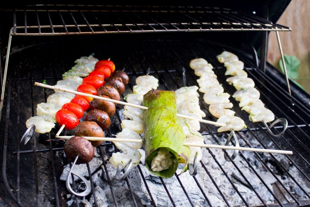 We also had shrimp and veggies on the grill. 