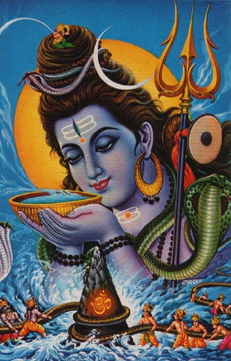 Shiva drinks the poison