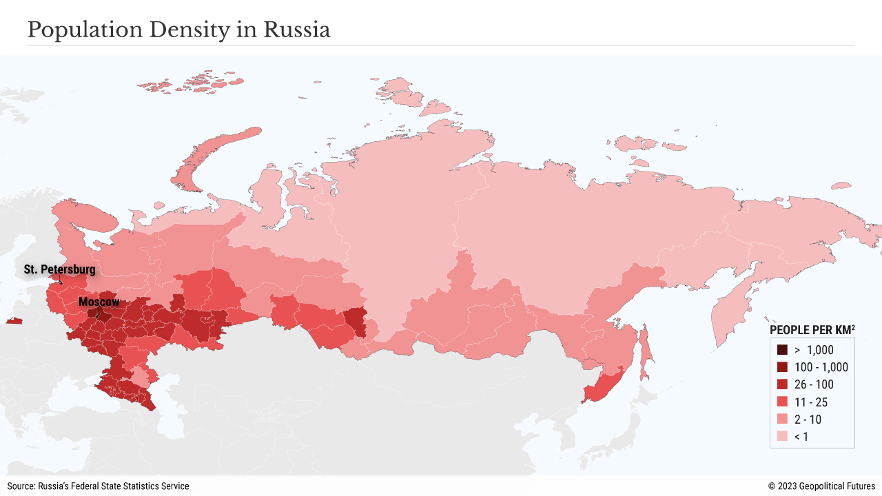 A map of Russia's population density