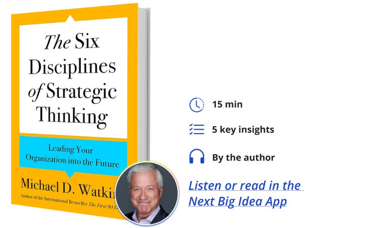 The Six Disciplines of Strategic Thinking Michael Watkins Next Big Idea Club