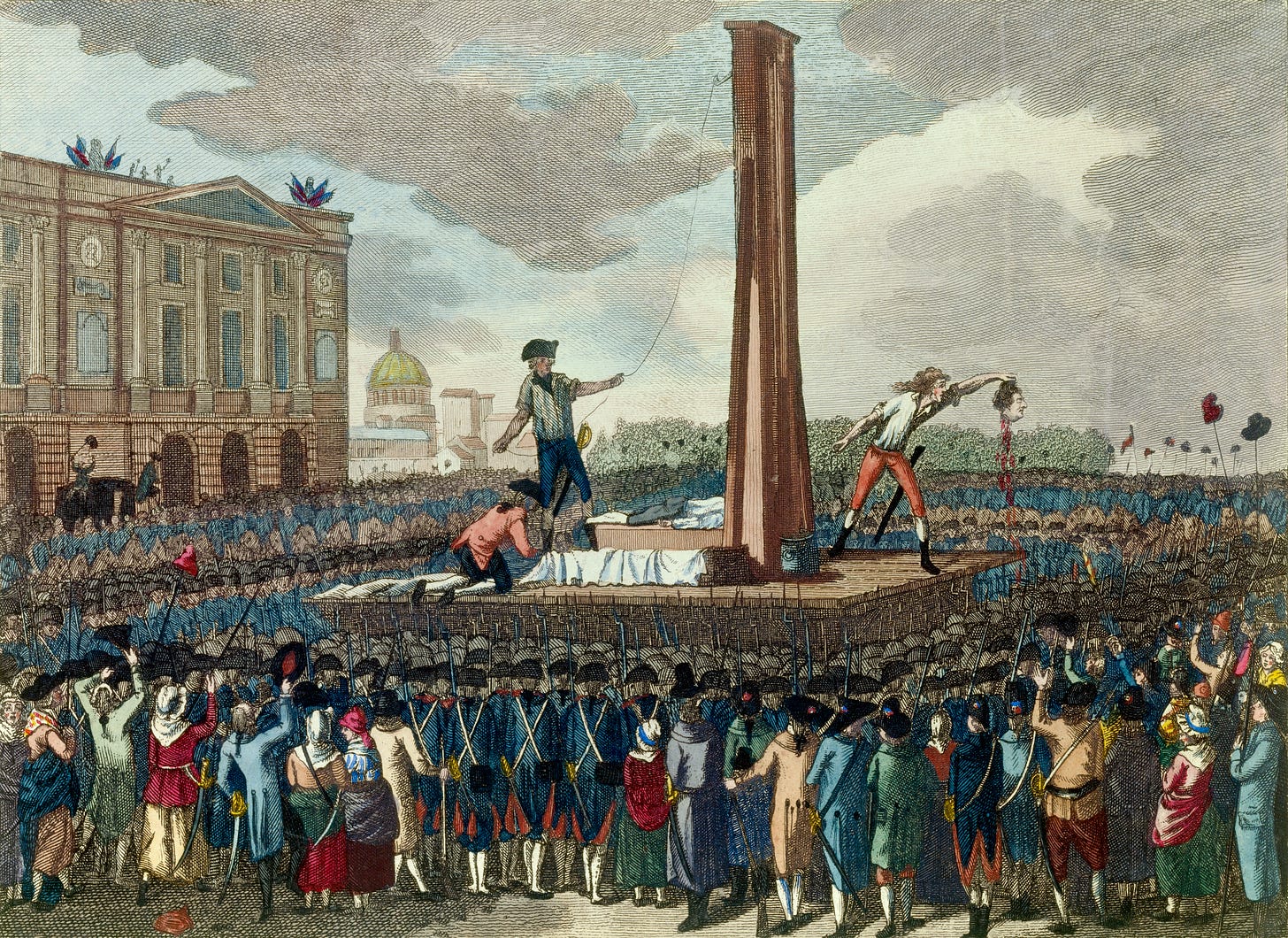 An engraving depicting the execution of Louis XVI. (Photo by Christophel Fine Art/Universal Images Group via Getty Images.)