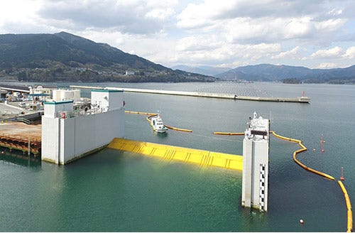 Flap-Gate Type Seawall against flood disaster | Hitachi Zosen Corporation