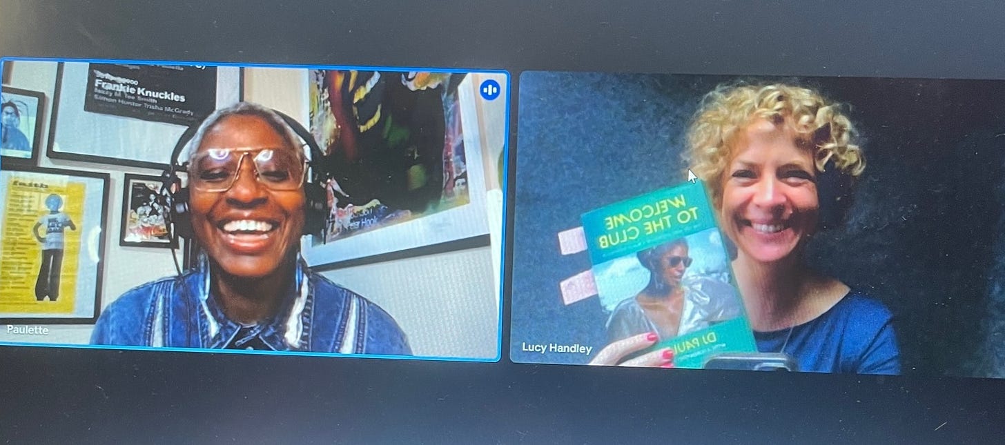 DJ Paulette and Lucy Handley side by side on a screenshot of a video call