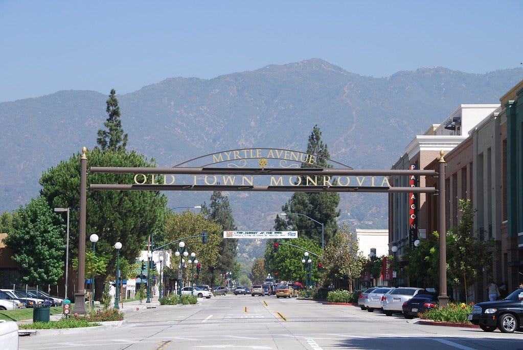 Looking north on Myrtle Avenue, Monrovia Looking north on Myrtle Avenue, Monrovia