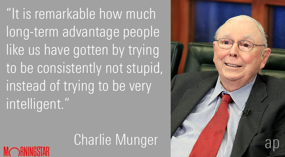 Morningstar.ca on X: "Some #FridayMotivation from Charlie Munger, who says it's  more important to be "not stupid" than to be "very intelligent":  https://t.co/mUQDyI4GDl" / X