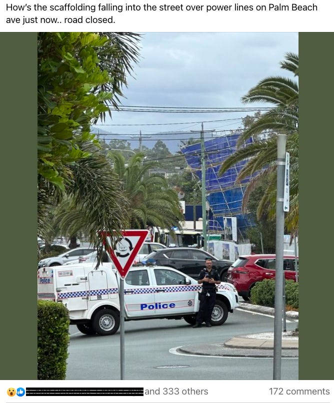 Police barrier protecting dodgy Palm Beach builders