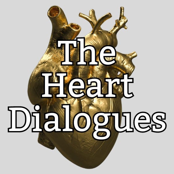 logo for The Heart Dialogues: a gold 3d image of a human heart