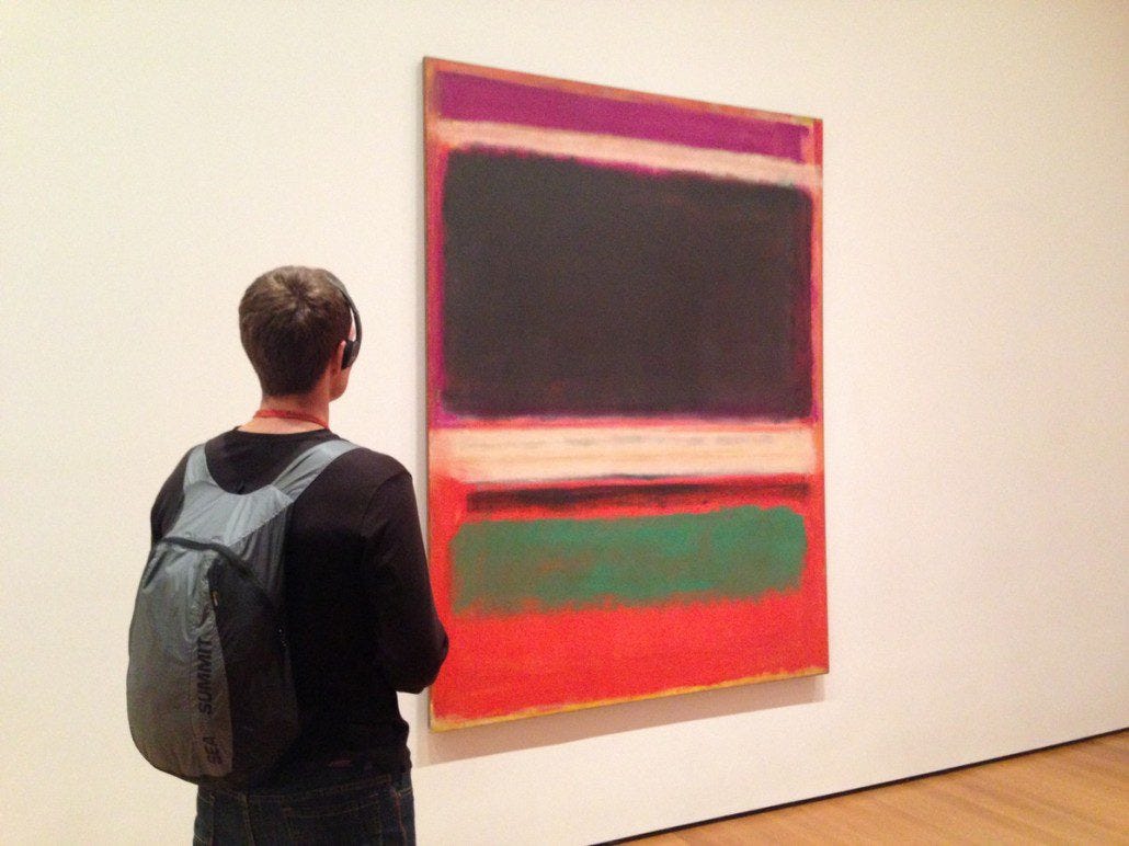 Mainlining culture in MOMA in front of a Rothko piece.