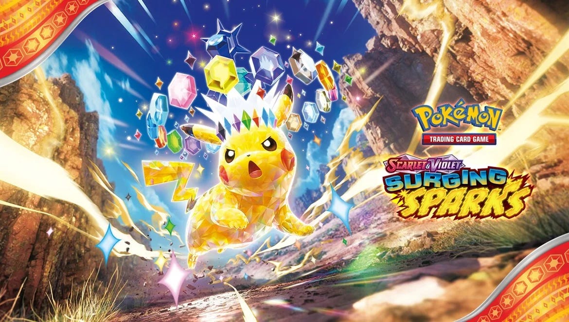 Pokémon TCG: Scarlet & Violet—Surging Sparks, featuring Pikachu ex and Alolan Exeggutor ex, is now available