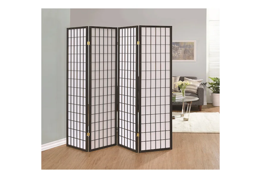 Coaster Folding Screens Grey Four Panel Folding Screen | A1 Furniture &  Mattress | Room Dividers/Floor Screens