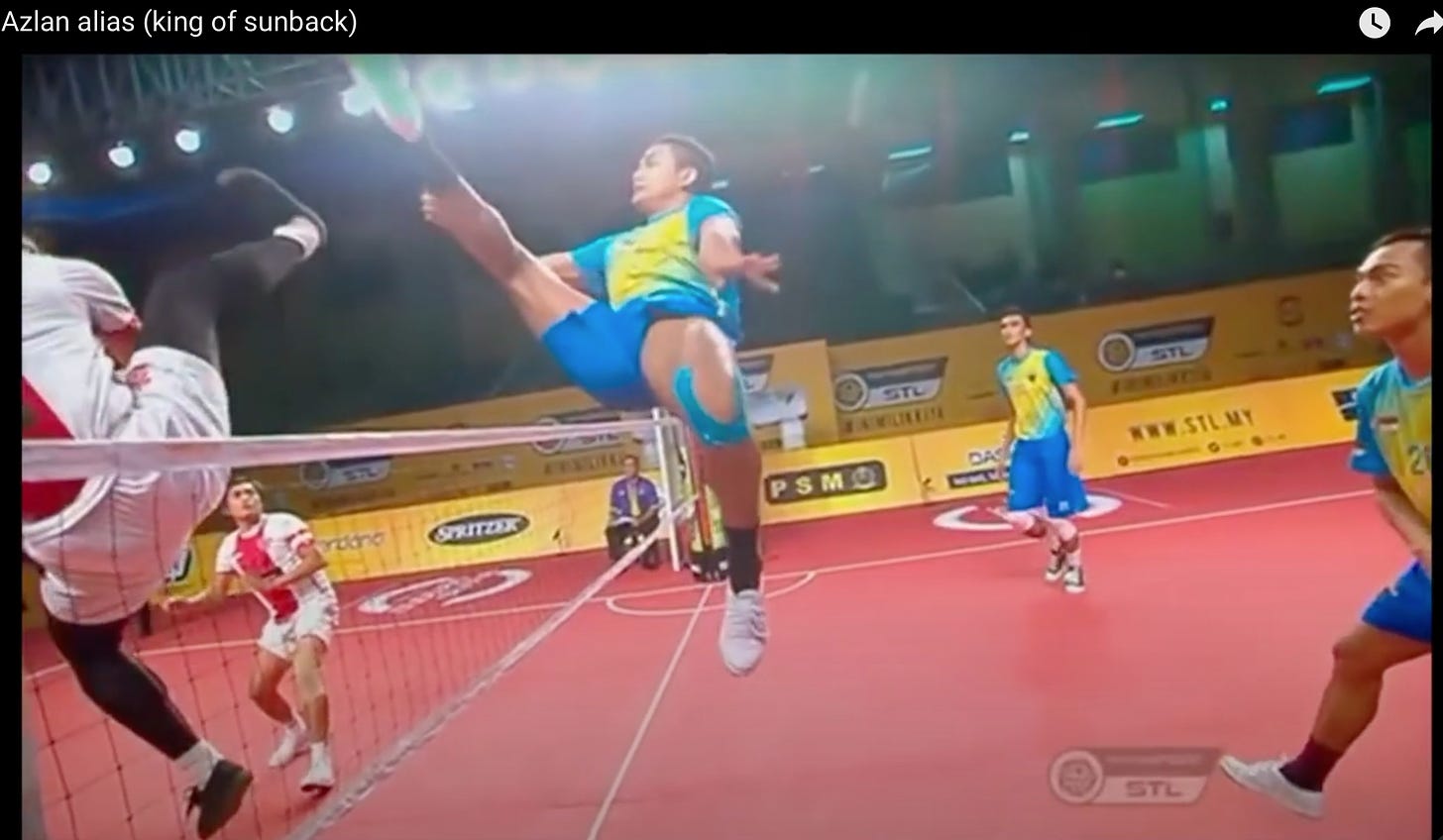 Malaysia playing sepak takraw