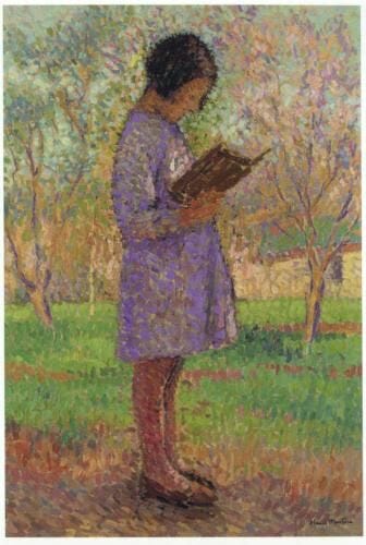 YOUNG GIRL READING HENRI JEAN GUILLAUME MARTIN
