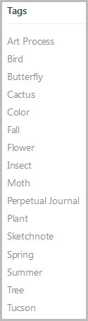 List of tags on my blog home page