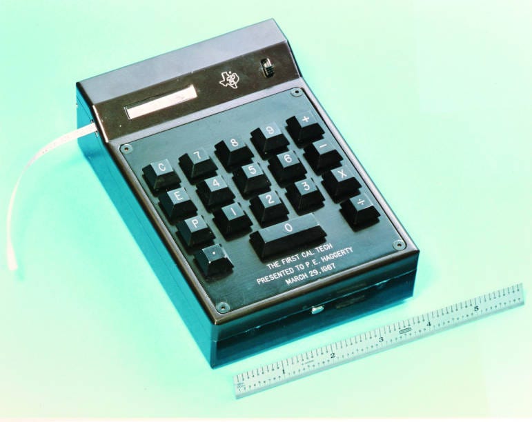 World's first handheld calculator, ''Cal-Tech'', from TI] - Texas  Instruments Records - SMU Digital Collections