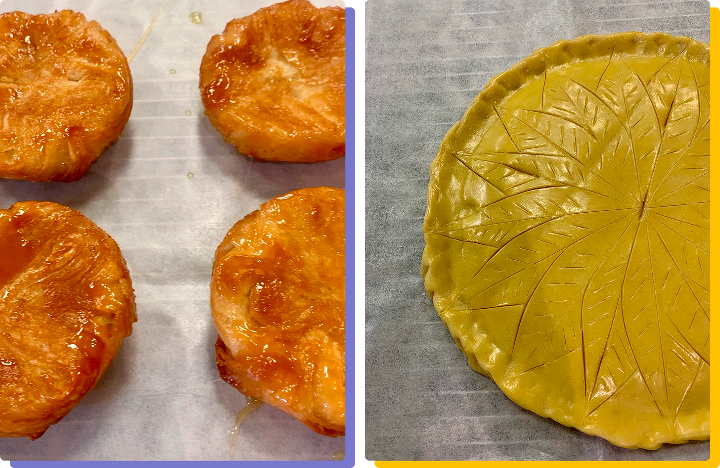 Photos of kouign-amann and galette des rois