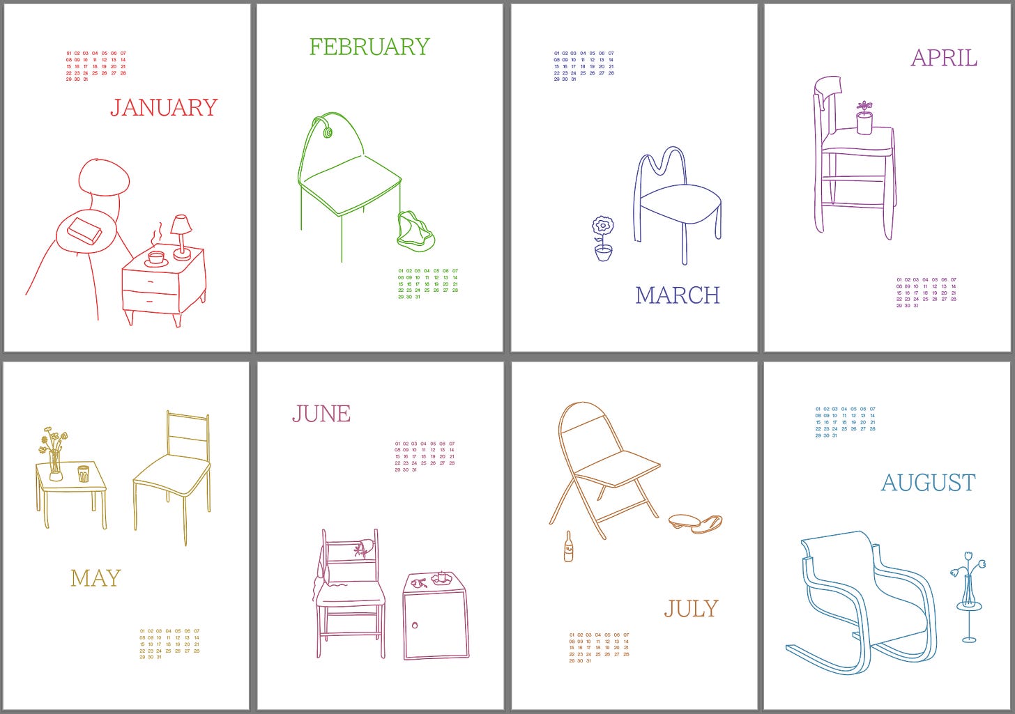designs for the calendar on adobe illustrator