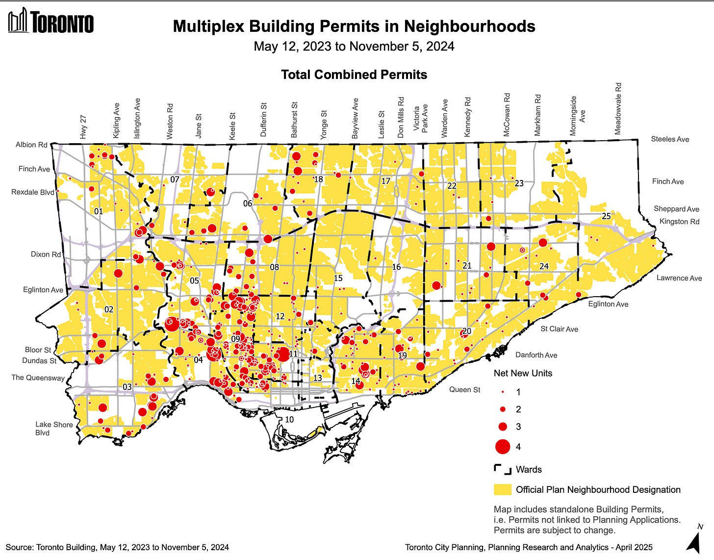 Map of Multiplex Building Permits in Neighbourhoods