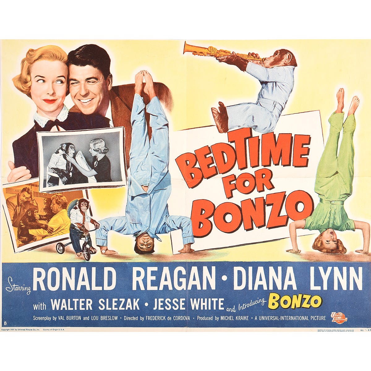 Ronald Reagan Bedtime for Bonzo Movie Poster