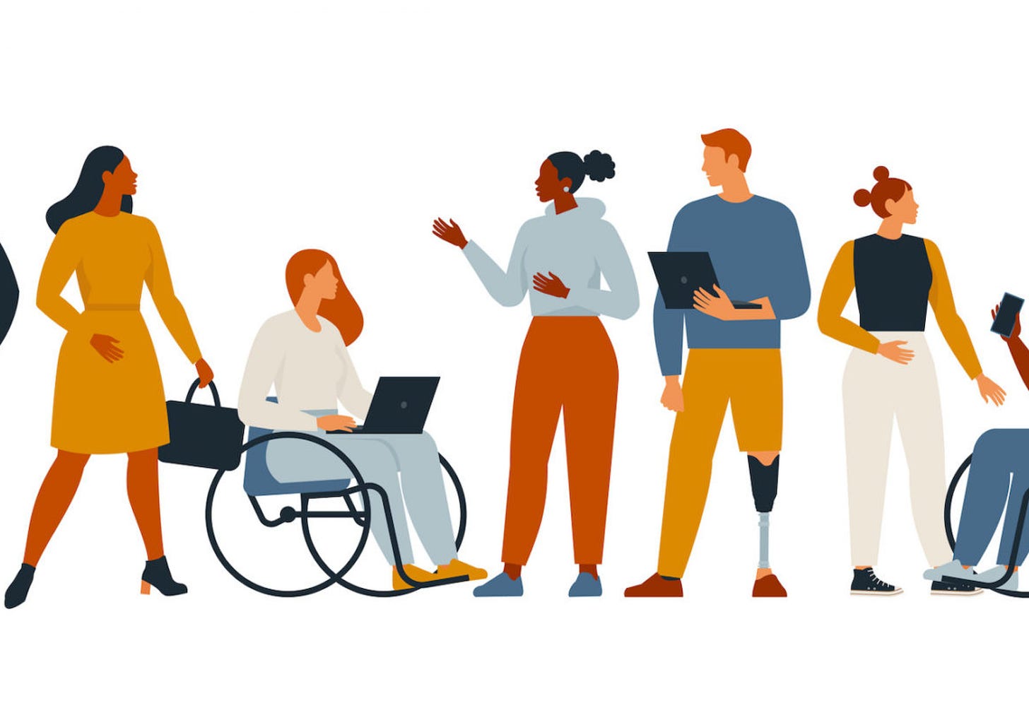 Illustration of diverse individuals with disabilities showcasing inclusion and empowerment