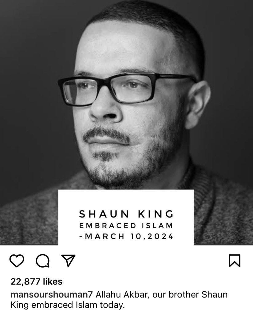 The conversion of Shaun King has become a spectacle among Muslims. 