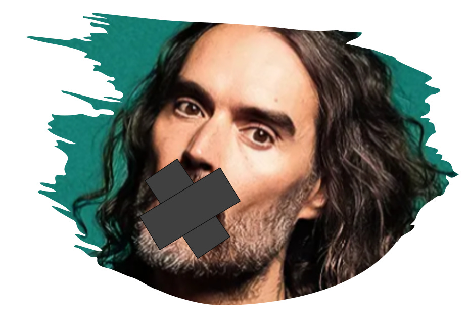 Jumping on the “Silence Russell Brand” Wagon? Image of Russell Brand with tape over his mouth.