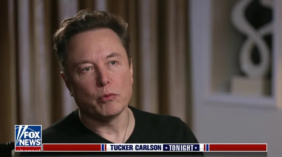 Elon Musk with the Fox News logo in the corner