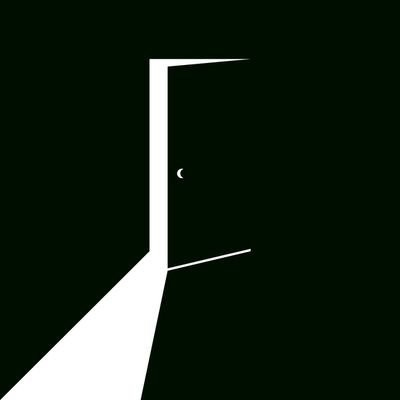 the voidspace live logo: a black door opening in a beam of white light