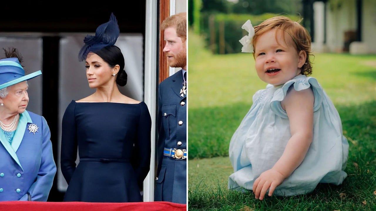 sussexes and the queen with princess lilibet
