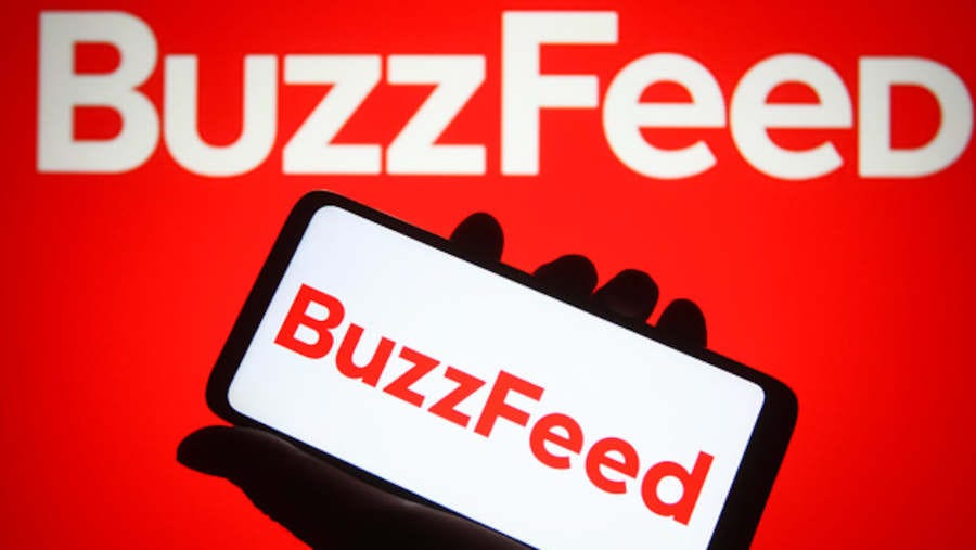 The Buzzfeed logo on a phone