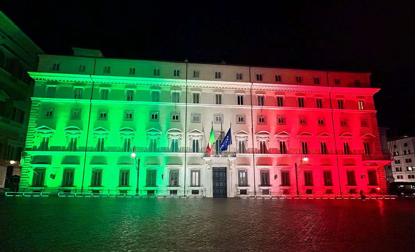 italian flag in lights