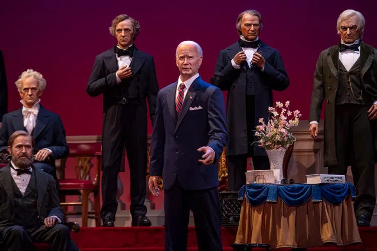 Biden's Debate Performance led the Babylon Bee to jest that Disney's "Animatronic Biden" would be a suitable replacement. 