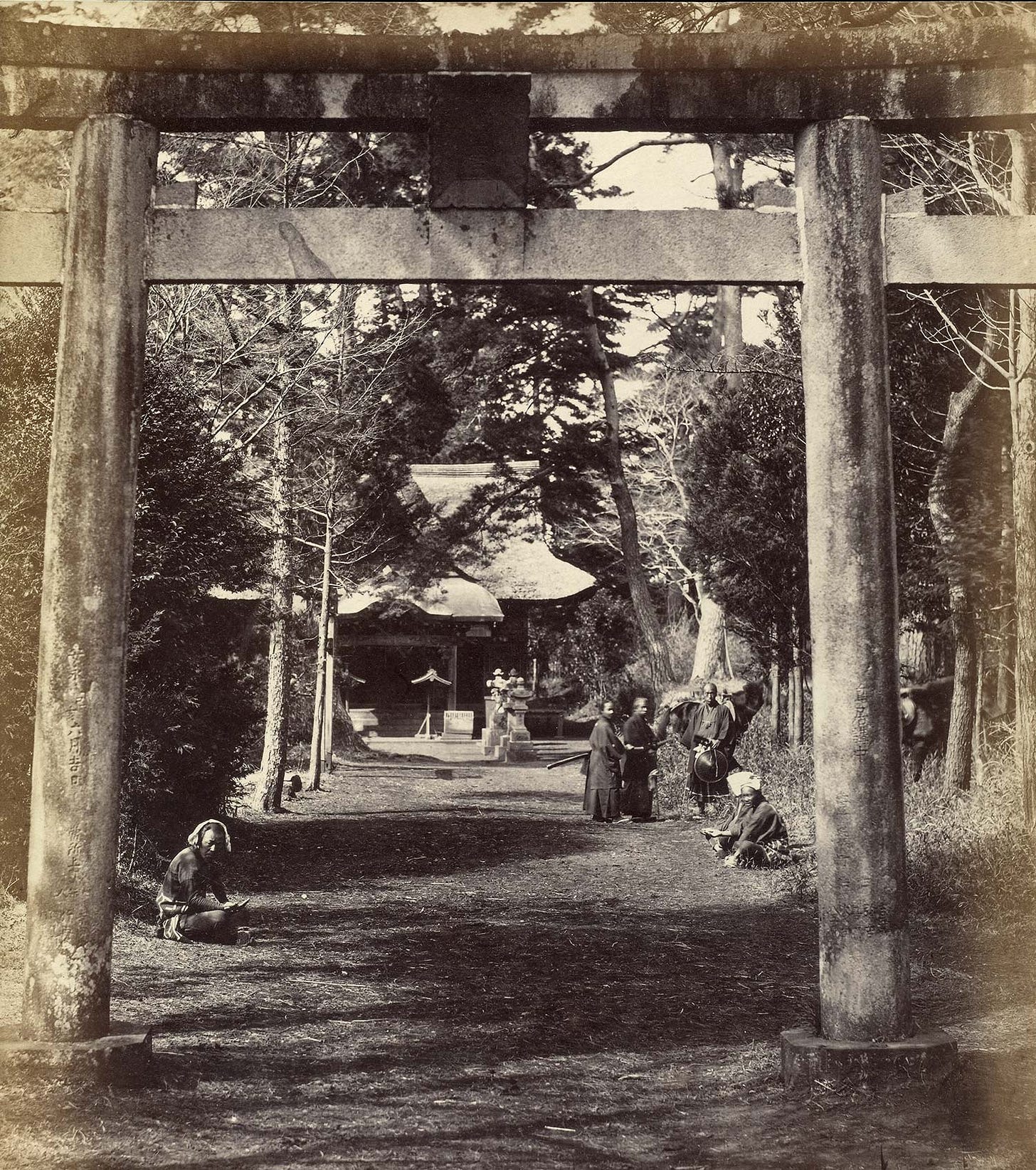 Albumen print by Felice Beato of the Kumano Jūnisō Gongen shrine in the mid 1860s