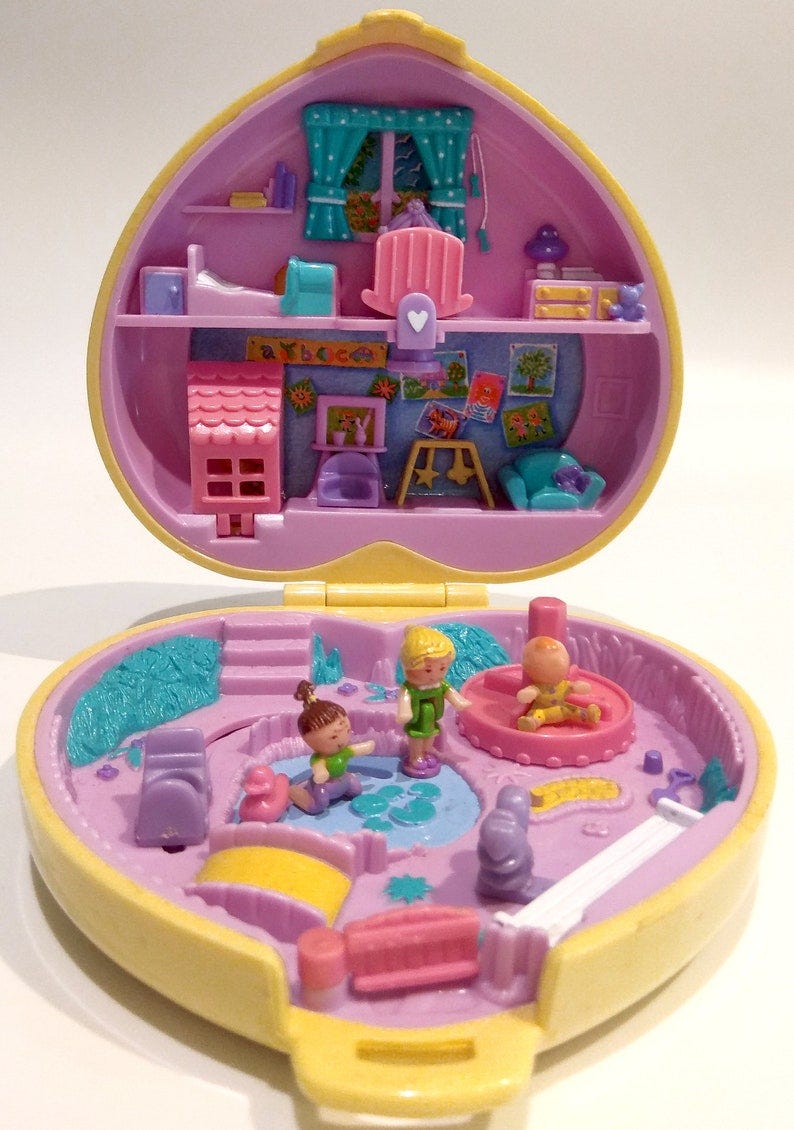 Vintage Polly Pocket, Polly Pocket Yellow Heart Strollin Baby 1994 Compact Playset Bluebird 1994 Polly's Toytime Fun Baby Collection image 4