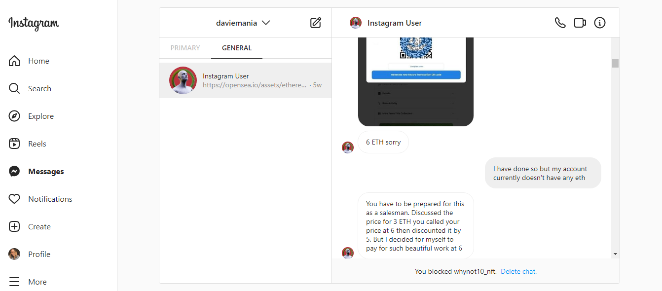 A screenshot of the scammer saying he sent me 6 Eth and is pushing me to 'validate' the transaction A screenshot of the scammer saying he sent me 6 Eth and is pushing me to 'validate' the transaction