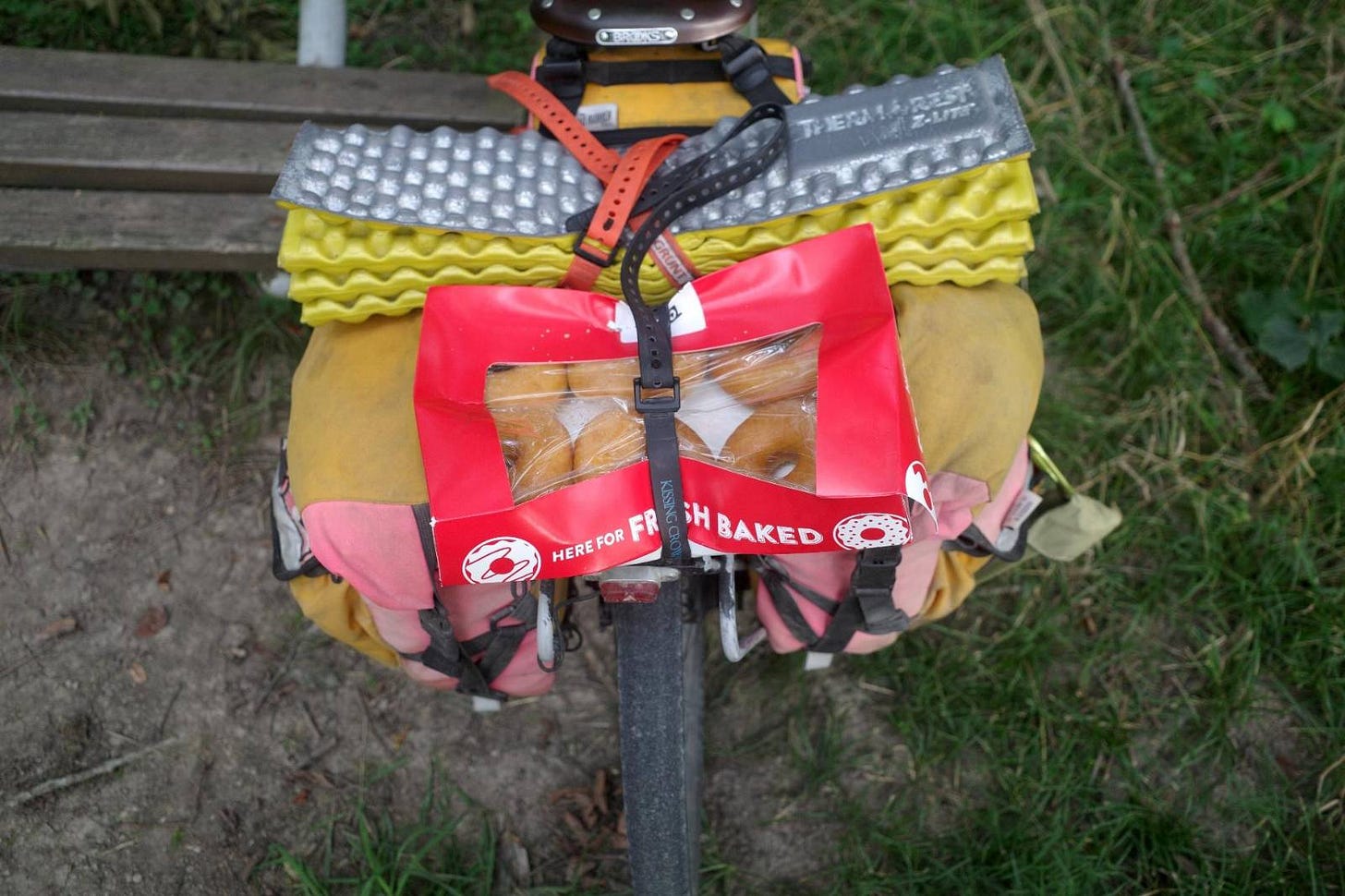 Donuts on back of bike